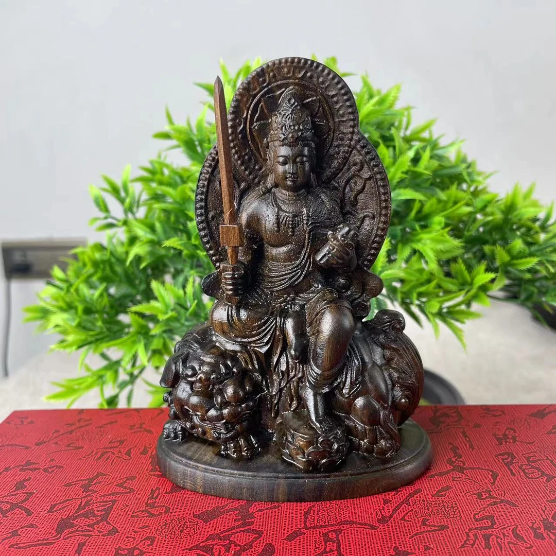 达拉干  文殊菩萨木雕工艺品摆件创意车摆件家居摆件把玩件
