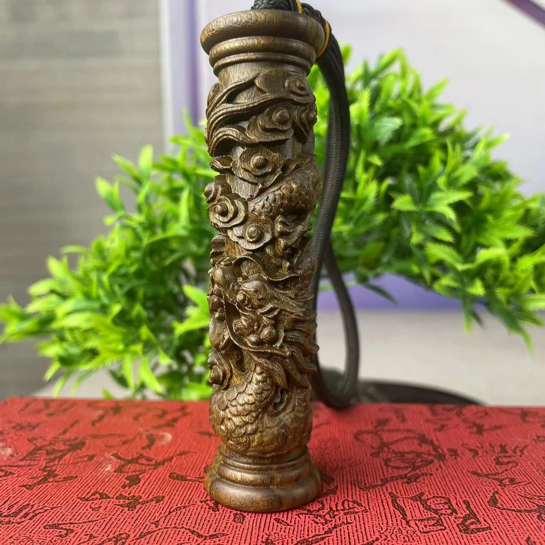 达拉干 龙柱木雕工艺品手把件挂件创意把玩件男士文玩车挂件