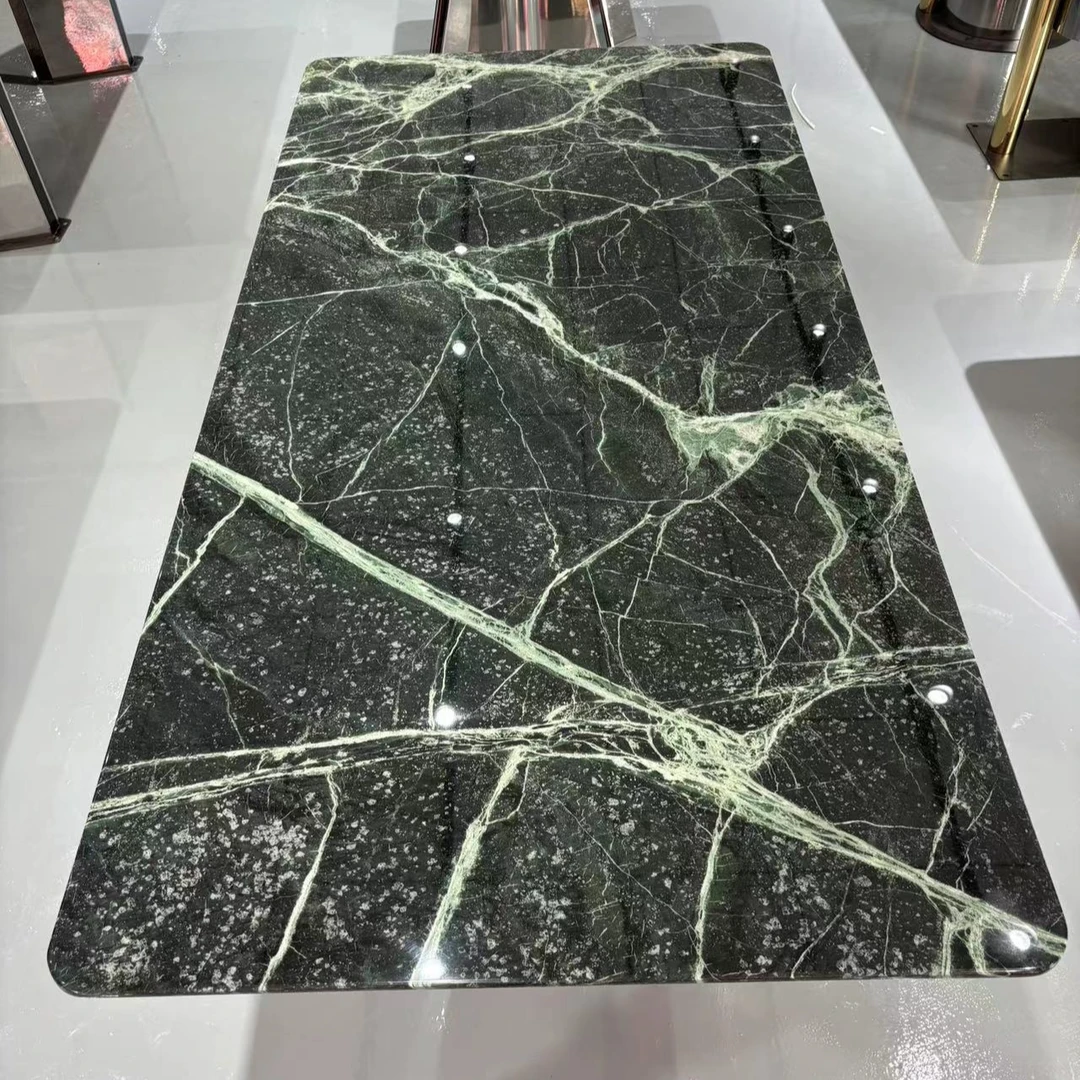 鼎晟奢石【普拉达绿 】“加厚”天然奢石意式轻奢餐桌 客厅高档别墅