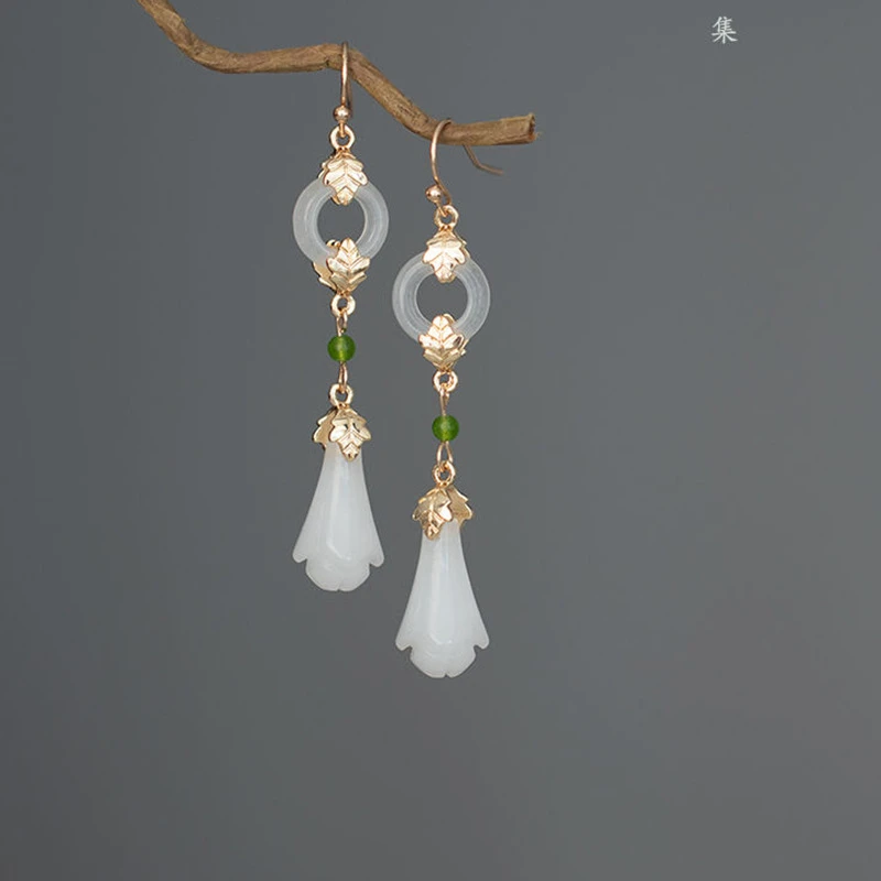 合金木质耳饰 清风集原创玉兰花耳环古典风汉服旗袍新中式耳饰