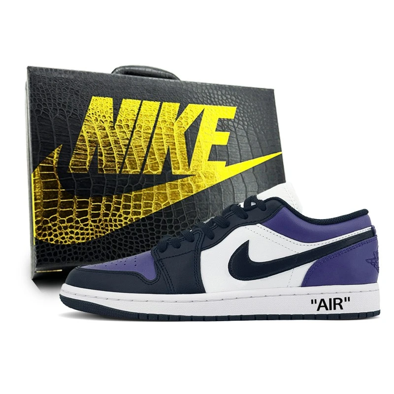 定制球鞋-正品耐克NikeAirjordan1黑紫脚趾AJ1男鞋低帮鞋子男款