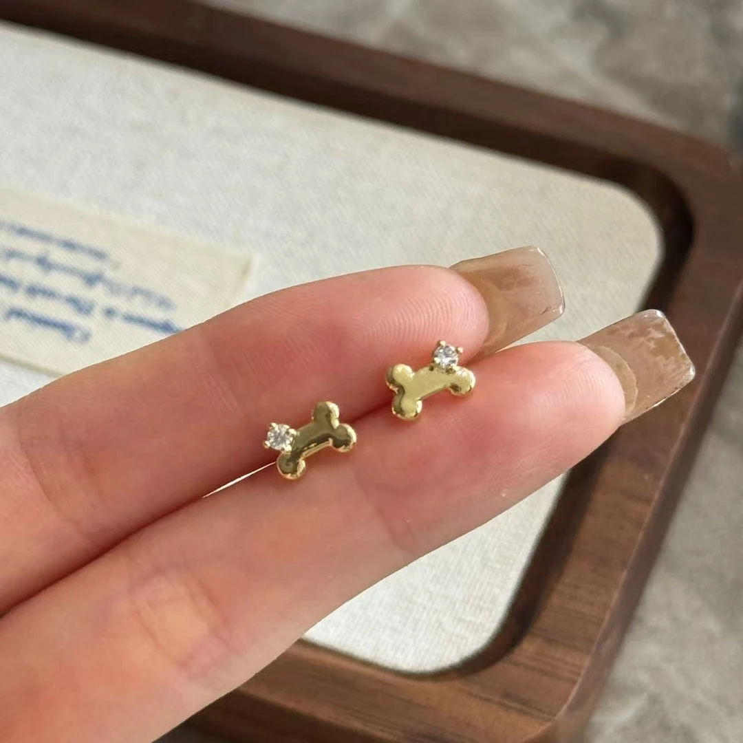 合金锆石耳饰 BIBI【金色骨头】耳针Q128