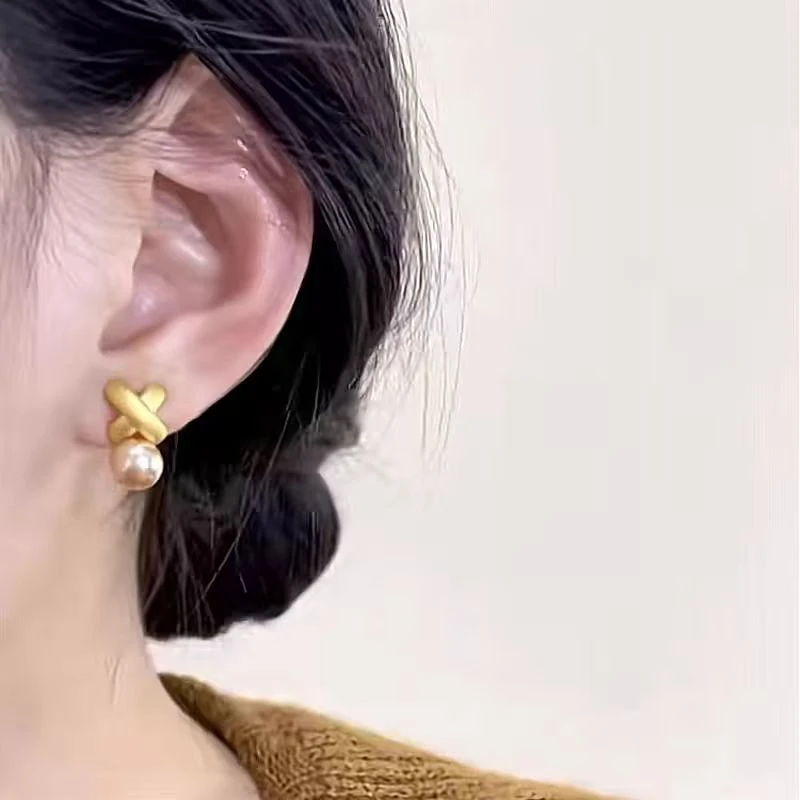 铜合金仿珍珠耳饰 BIBI【珠珠交错】耳钉EH070