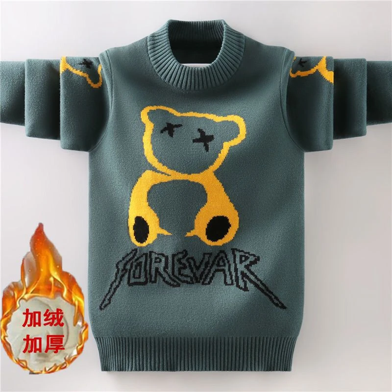 2023男童毛衣加绒加厚韩版儿童衣服宝宝高领爆款秋冬过年服潮款