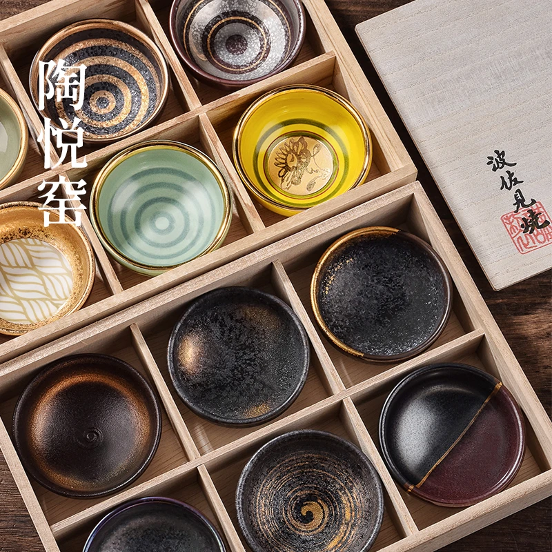 日本波佐见烧陶悦窑黑釉天目茶杯功夫建盏品茗杯手工高端茶具H