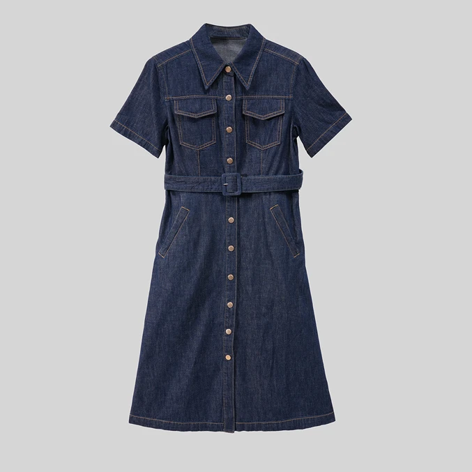 婴儿柔牛仔裙 同步深蓝收腰牛仔裙1L153Q0818