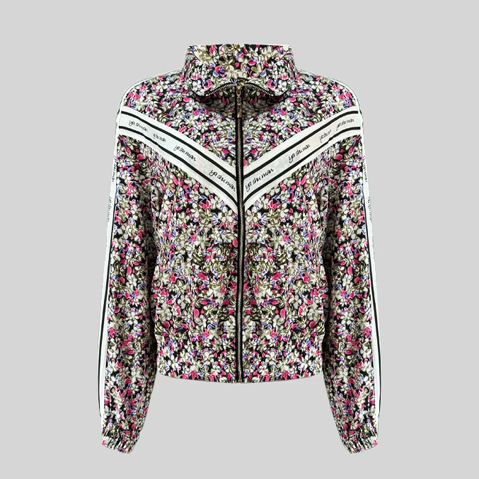 繁花似锦 品牌同步斜纹桑蚕丝碎花夹克外套1L28W0333