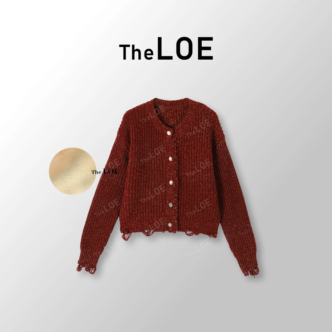 TheLOE/[织金红小金扣]浣熊绒 流苏小金扣针织衫#11.06ZZ-G7302