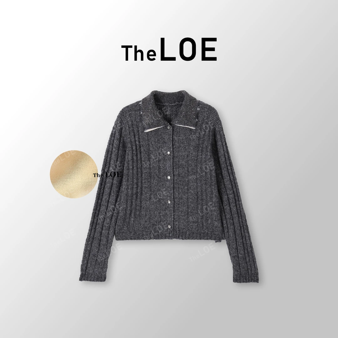 TheLOE/【蕾丝暖岩灰】精纺羊毛 重工蕾丝领针织衫 #09.30ZZ-G7229