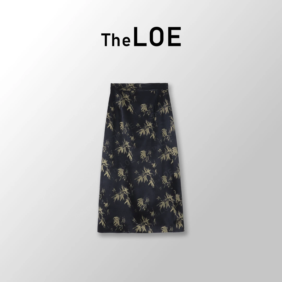 TheLOE/{竹韵 山水有致}醋酯新中式国风印花半身裙#01.26Q-G1316