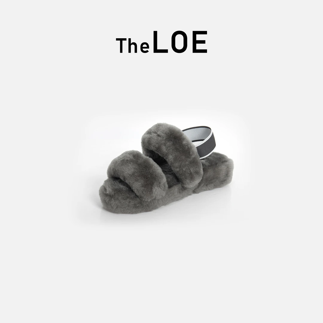 TheLOE【】羊皮毛一体厚底绒绒拖*08.20-XUG001