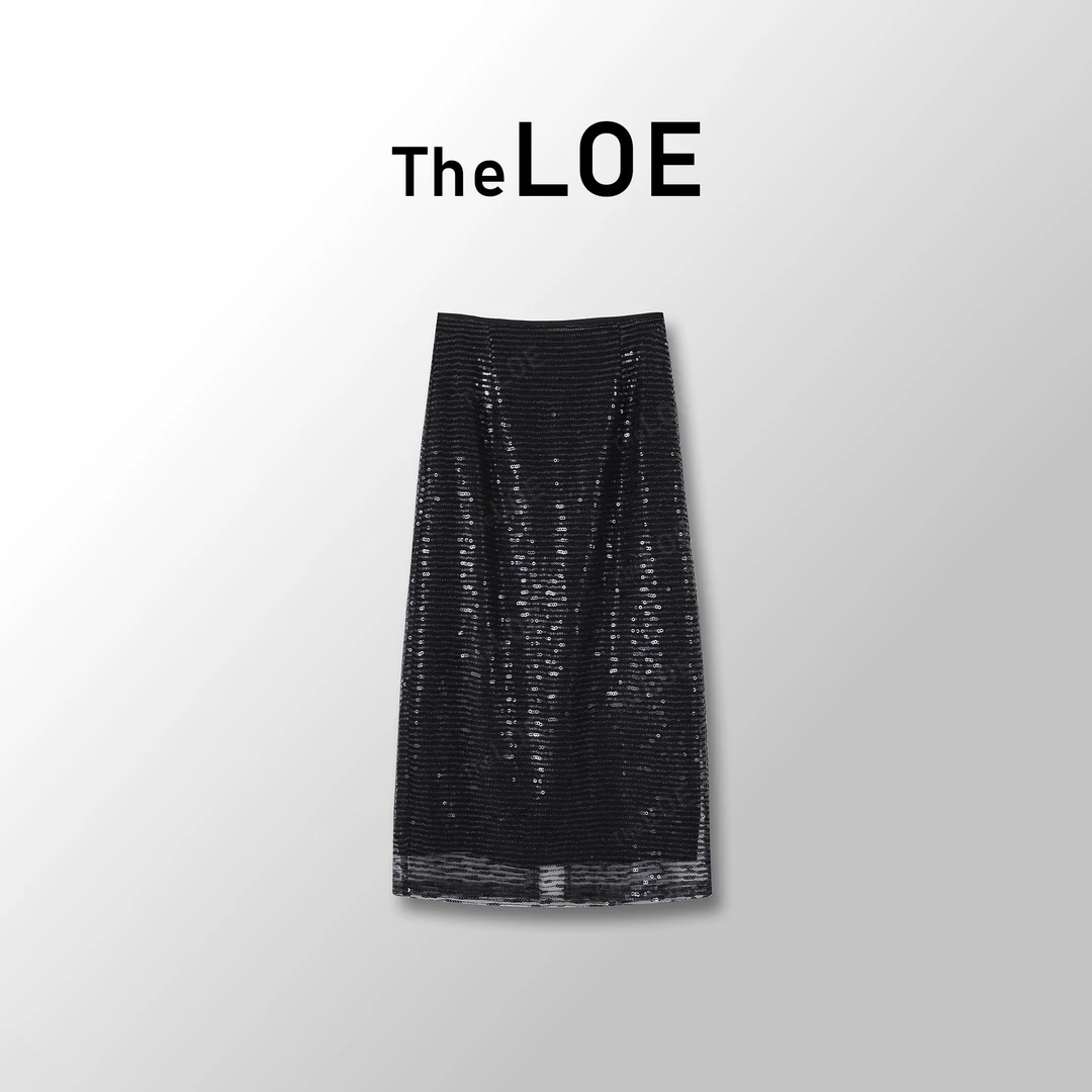 TheLOE/复古重工高级感黑色亮片半身裙#04.03Q-G1683