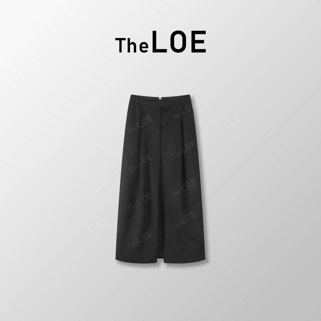 TheLOE/「羊毛花苞裙」黑色百搭羊毛显瘦半身花苞裙#12.13Q-G1186