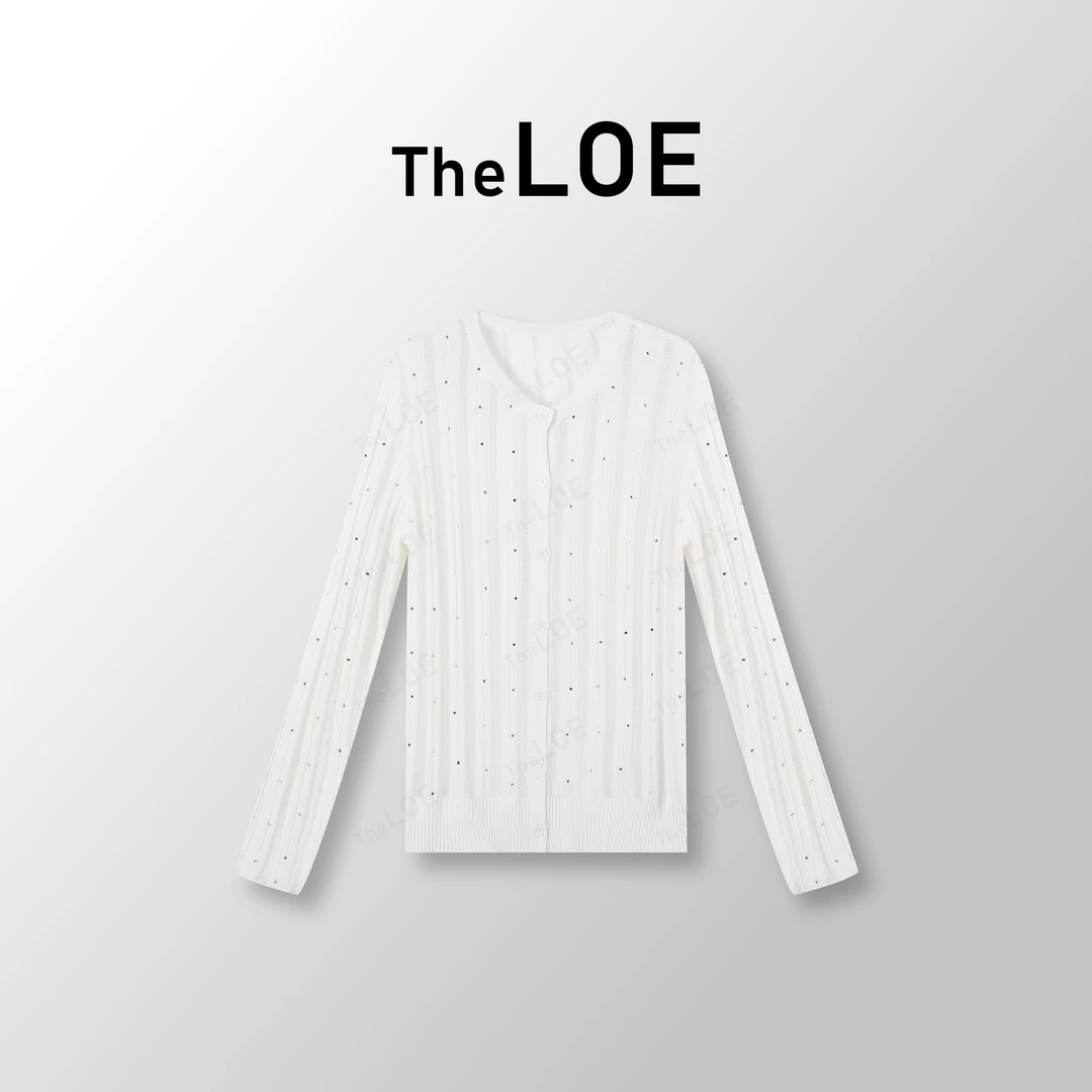 TheLOE/3.31 bling登场 微透冰感镂空烫钻针织开衫#LE-ZW24017