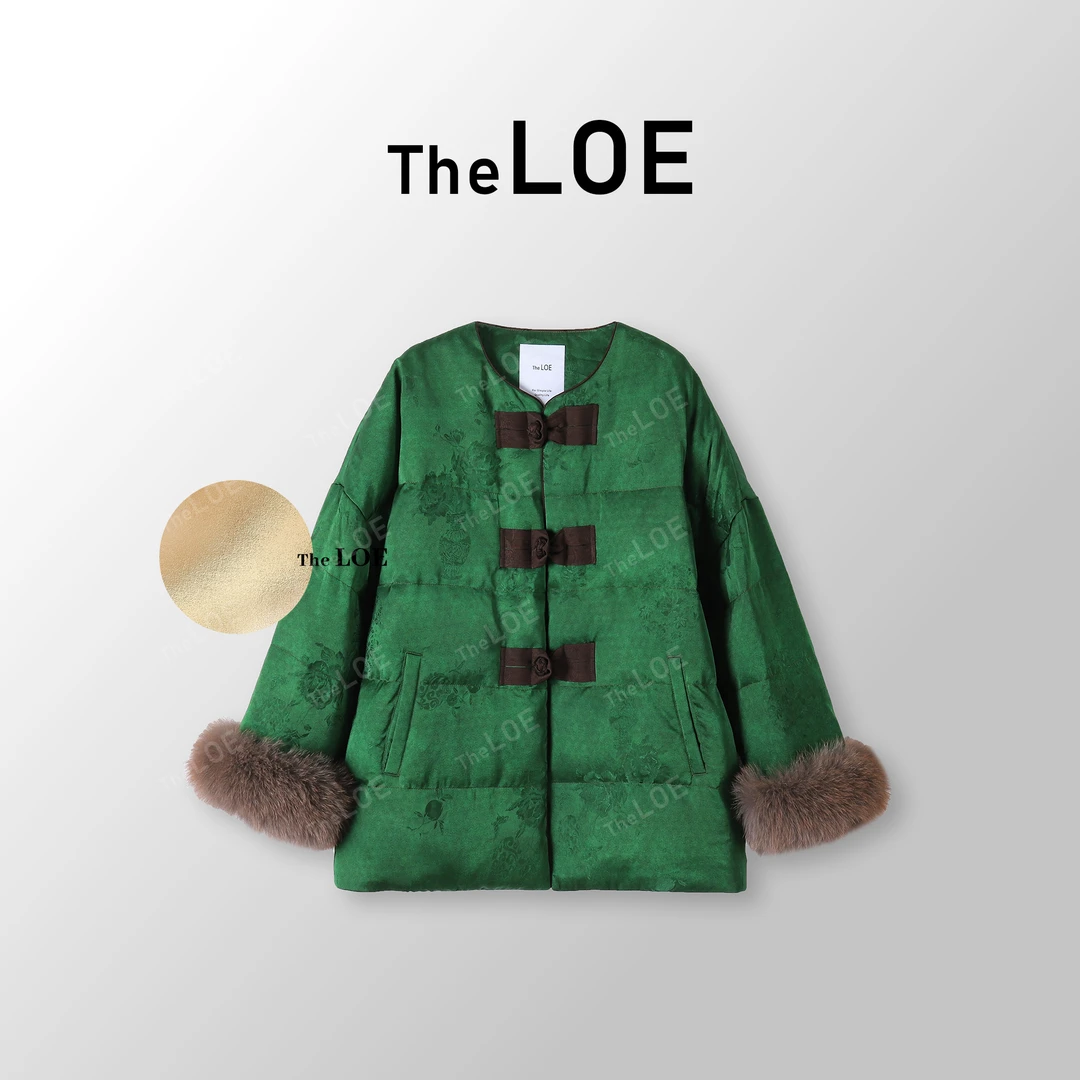 TheLOE/【山水有致-翡绿】90白鹅绒国风狐狸毛鹅绒服#12.07Y-G3530