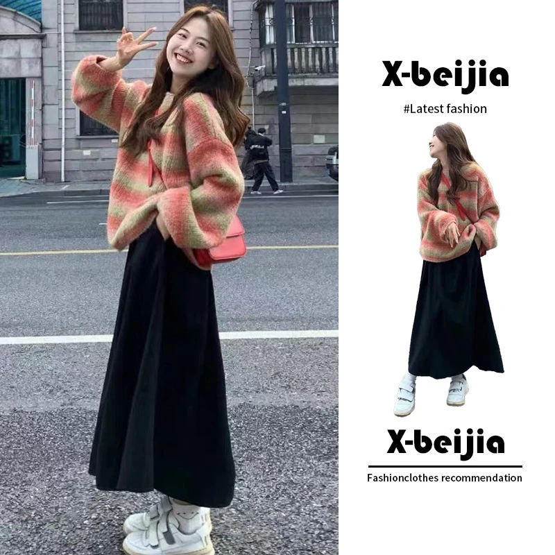 秋冬微胖MM今年流行漂亮高级感毛衣连衣裙子韩剧穿搭显瘦两件套装