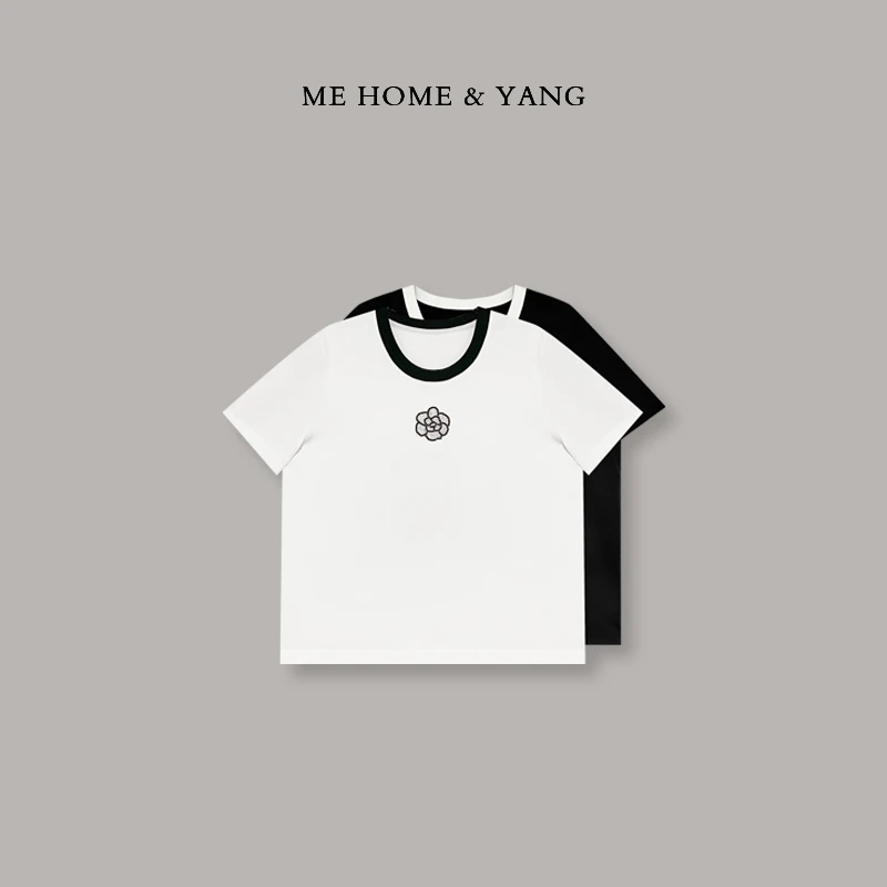 ME【小香山茶花】夏季新款百搭时尚女士显瘦气质T恤MEQS2456