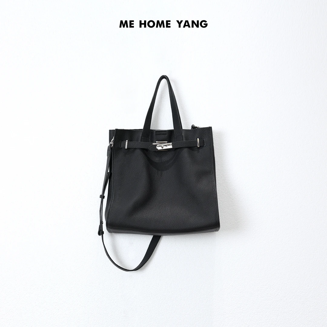 ME【银扣公文包】头层牛皮Togo荔枝纹百搭手提包女士包包MEQA2888