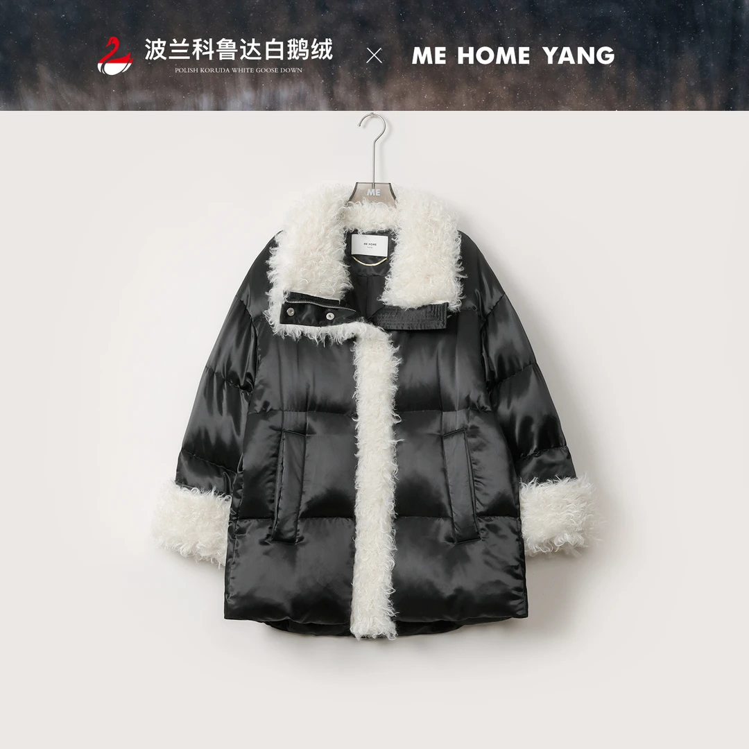 ME【波兰进口科鲁达琉璃幻境一手长】白鹅绒缎面保暖羽绒服MEQA4142
