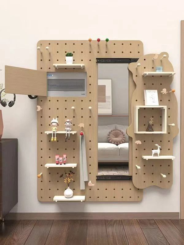 定制固洞洞板入户玄关安装北欧置物架墙上隔板挂钩配件收纳展示架