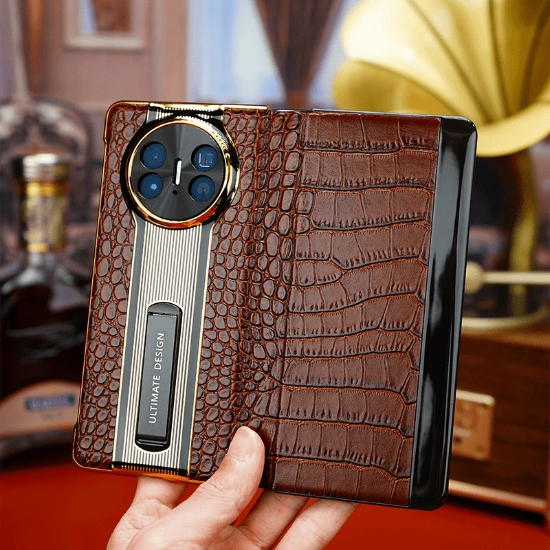 [头层牛皮]适用华为MateX7鳄鱼纹支架手机壳高档matex6/5镜头全包