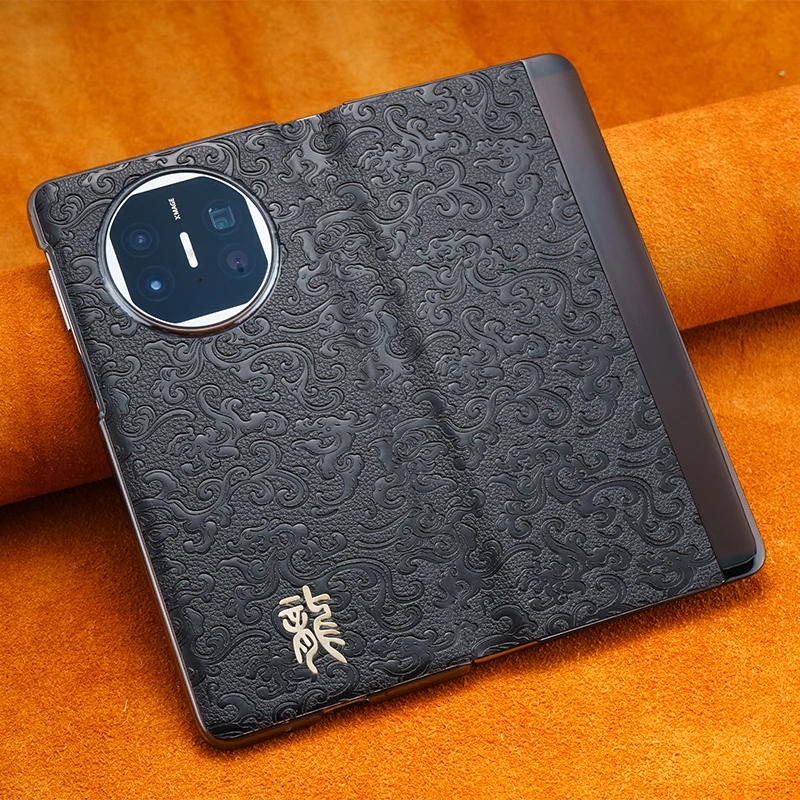 适用华为MateX5手机壳高端祥云龙纹翻盖皮套matex3商务防摔保护套