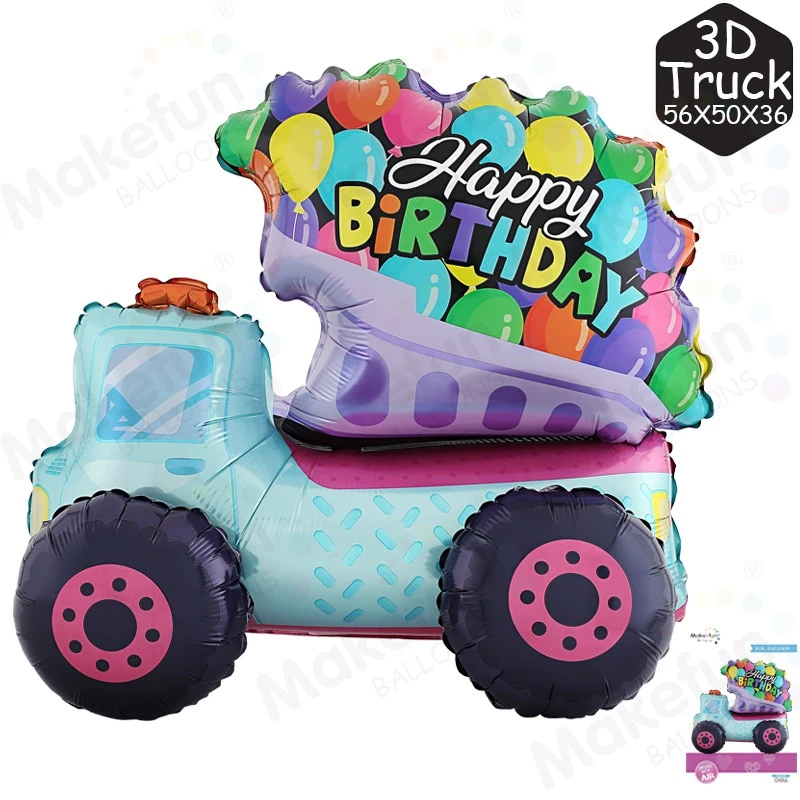 3D立体工程车汽车男孩女孩生日最爱布置装饰铝膜气球（2件包邮）