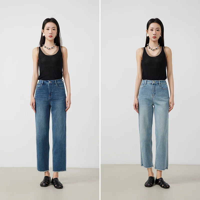 ATUMU高腰显瘦休闲四色九分弹力烟管牛仔裤女AT001