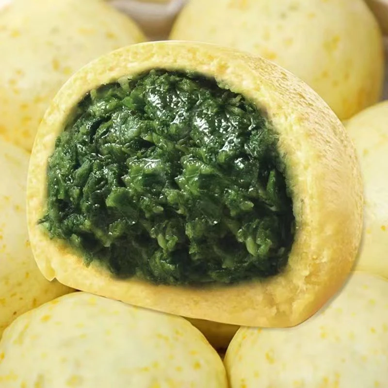 蒲公英荠菜菜团子玉米面早餐速食素包子菜包子学生早点五谷杂粮包