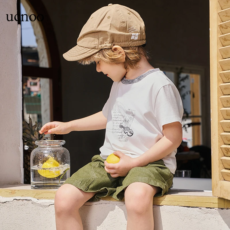 UCNOO/与虫音乐T恤短袖男女童撞色印花柔软舒适不易皱