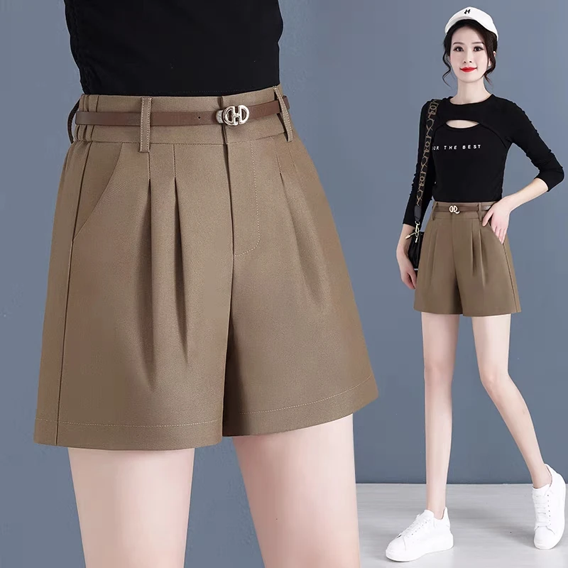 时尚西装短裤女夏季新款高腰宽松显瘦a字休闲西裤外穿阔腿热裤子