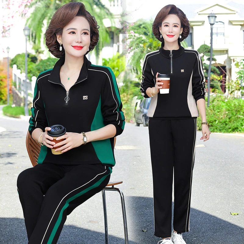 妈妈运动套装休闲中年春装时尚洋气女装50-60岁中老年衣服运动服
