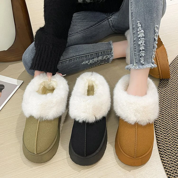 雪地靴女冬季2023款加绒加厚女鞋皮毛一体松糕底棉靴厚底毛边棉鞋