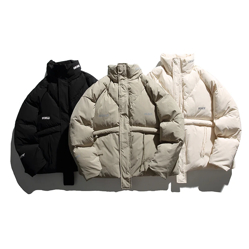 C2469 冬季新款时尚百搭字母印花宽松保暖棉服