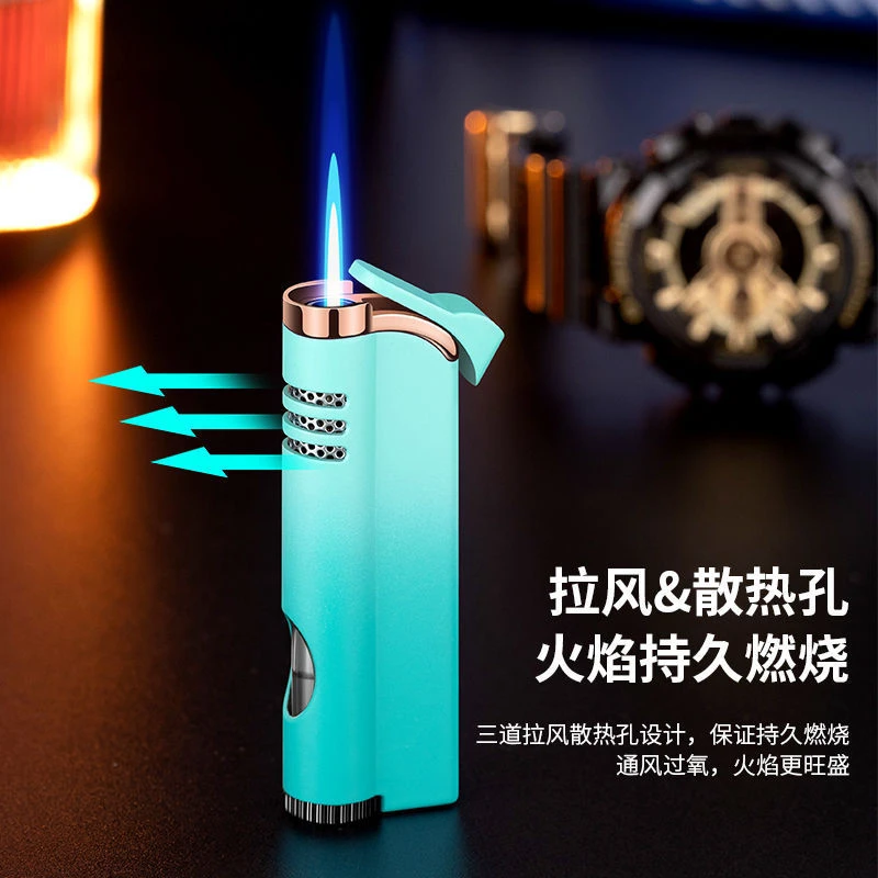 防风打火机男士金属渐变色打火机直冲创意可视个性高档送男友感应