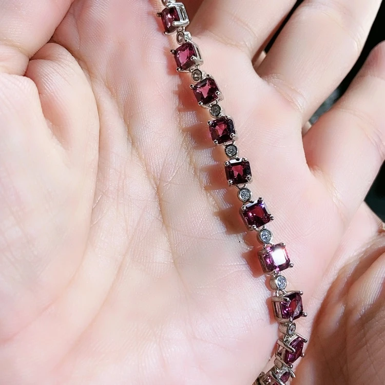 【闪购商品】石榴石手链银S925镶嵌t**长