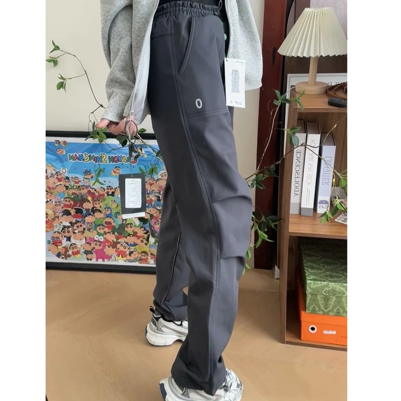 冬季加绒加厚山系户外女士软壳冲锋裤防风防水伞兵裤休闲工装裤子