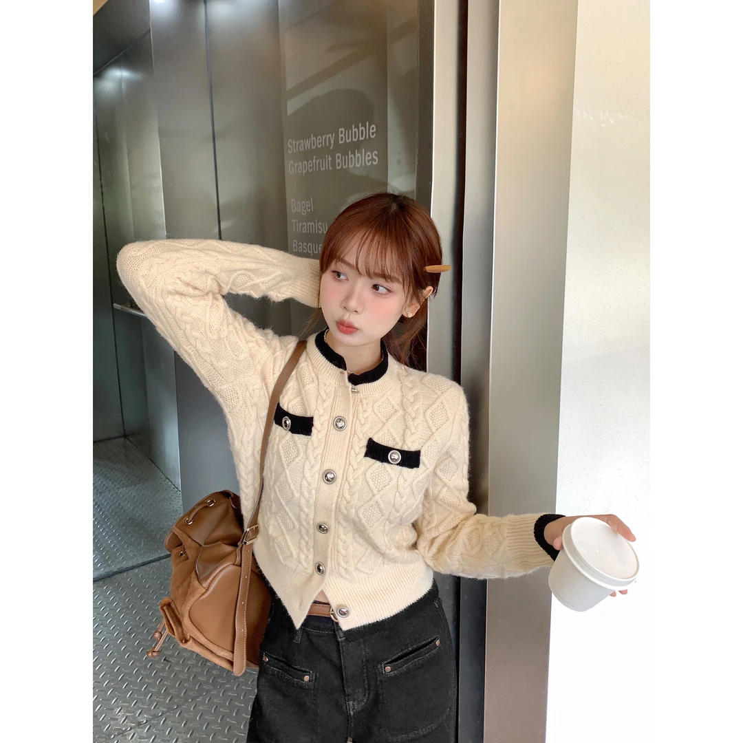 切糕自制【香草巴斯克】小个子秋冬短款上衣女百搭加厚针织新款毛衣