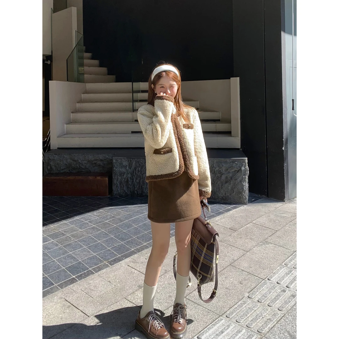 切糕自制【光灰岁月】小个子显瘦女气质百搭毛呢复古休闲秋冬半身裙