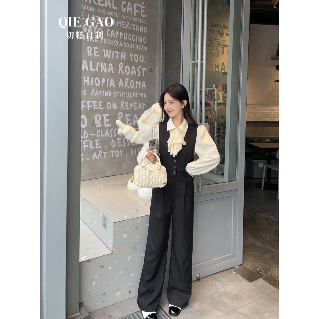 【福利清仓NO退NO换】小个子阔腿显瘦连体裤女收腰黑色休