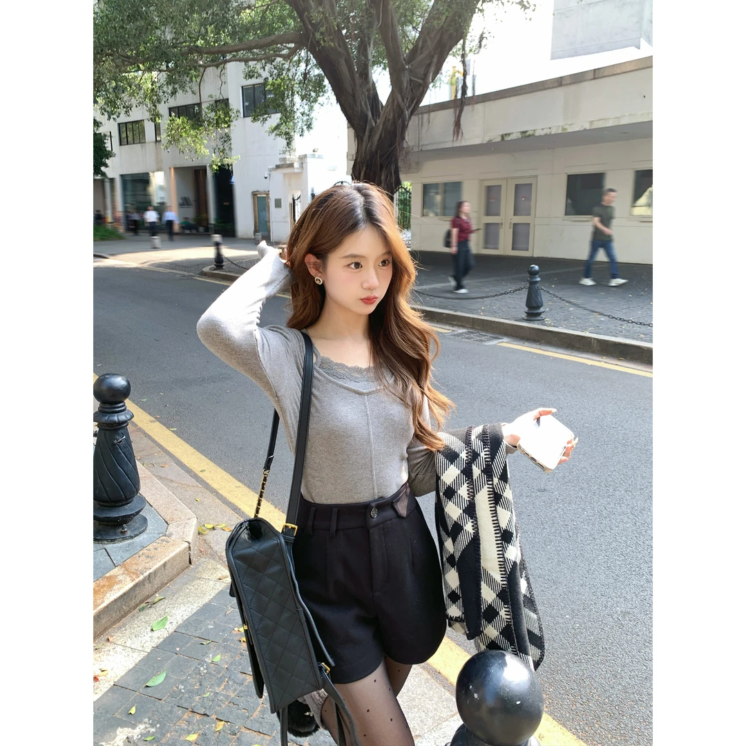 切糕自制【加州秘境】小个子秋冬上衣女设计感气质新款针织长袖