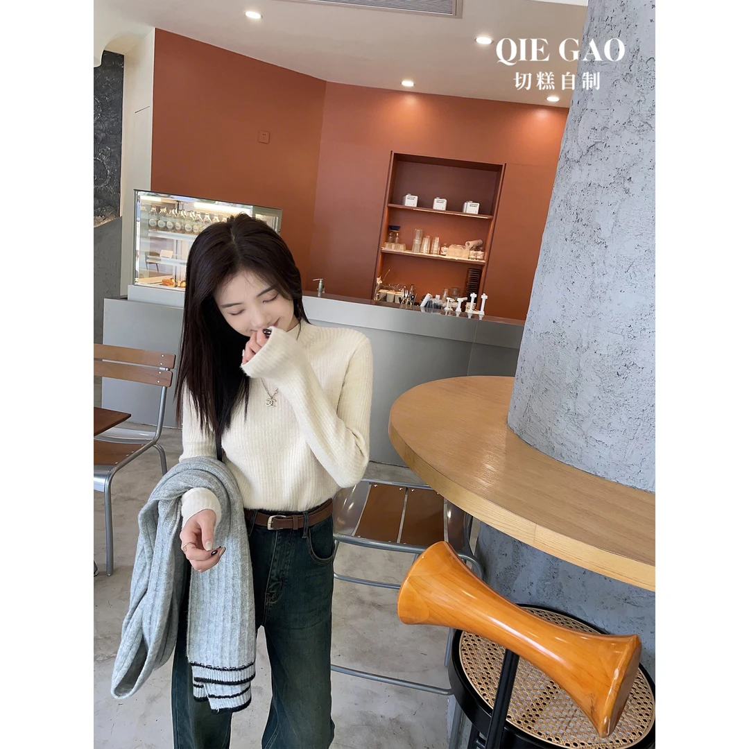 【断码】切糕自制小个子短款韩版长袖针织打底衫女收腰秋冬2023新款