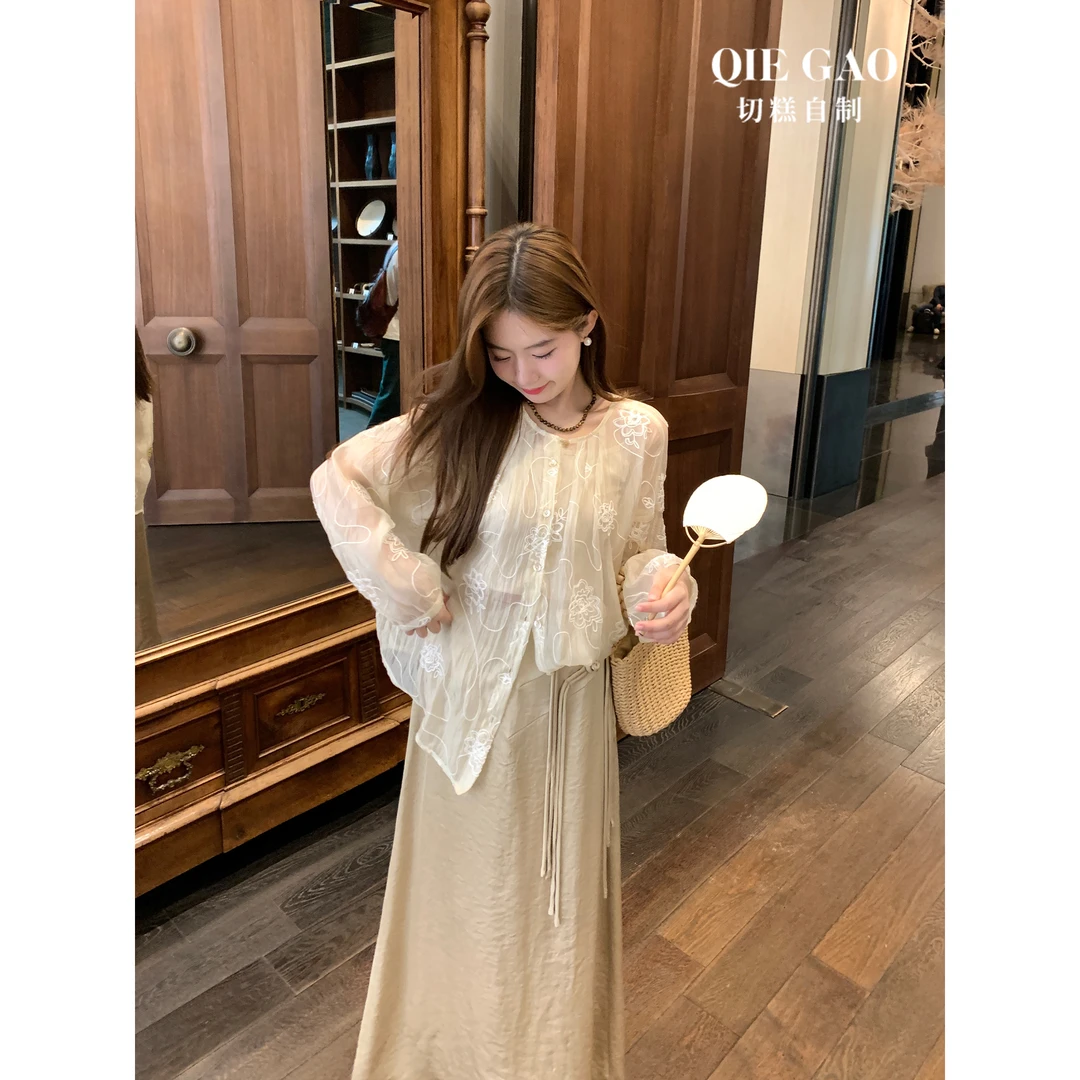 【福利清仓NO退NO换】小个子新中式蕾丝高腰半身裙长款新款