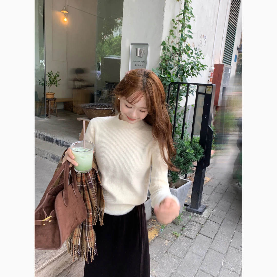 切糕自制【奶呼呼】小个子秋冬上衣女加厚通勤显瘦打底毛衣