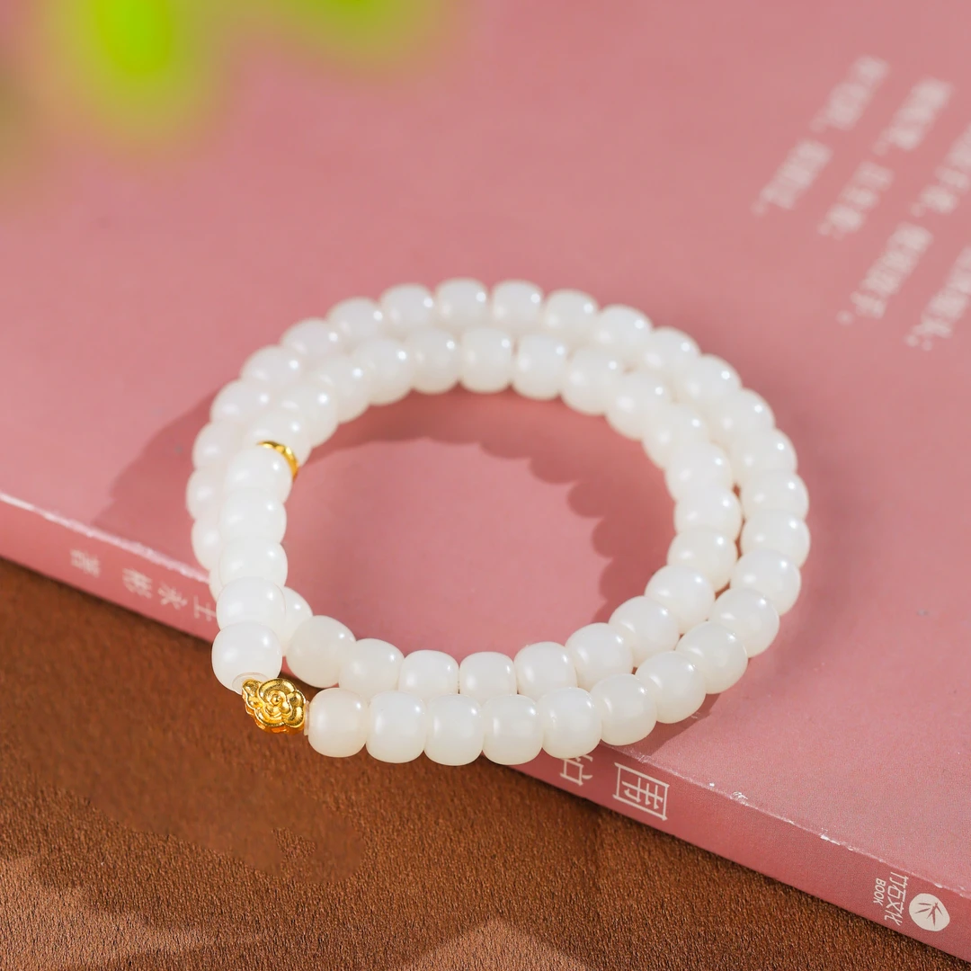 白玉世家白玉世家和田玉青云直上/18K双圈手串文玩手串和田玉玉石