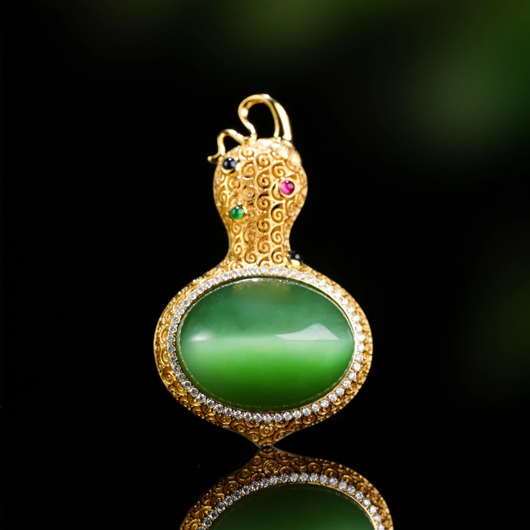 白玉世家九紫离火/18K金猫眼花丝葫芦香囊春日上新礼物和田玉玉石