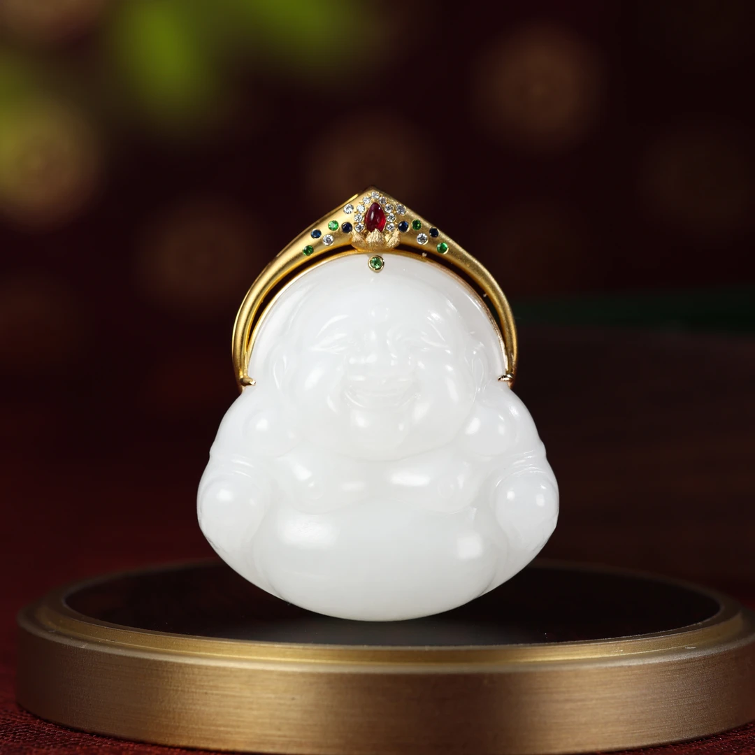 白玉世家国泰民安/山流水佛公吊坠和田玉白玉吊坠新品和田玉玉石