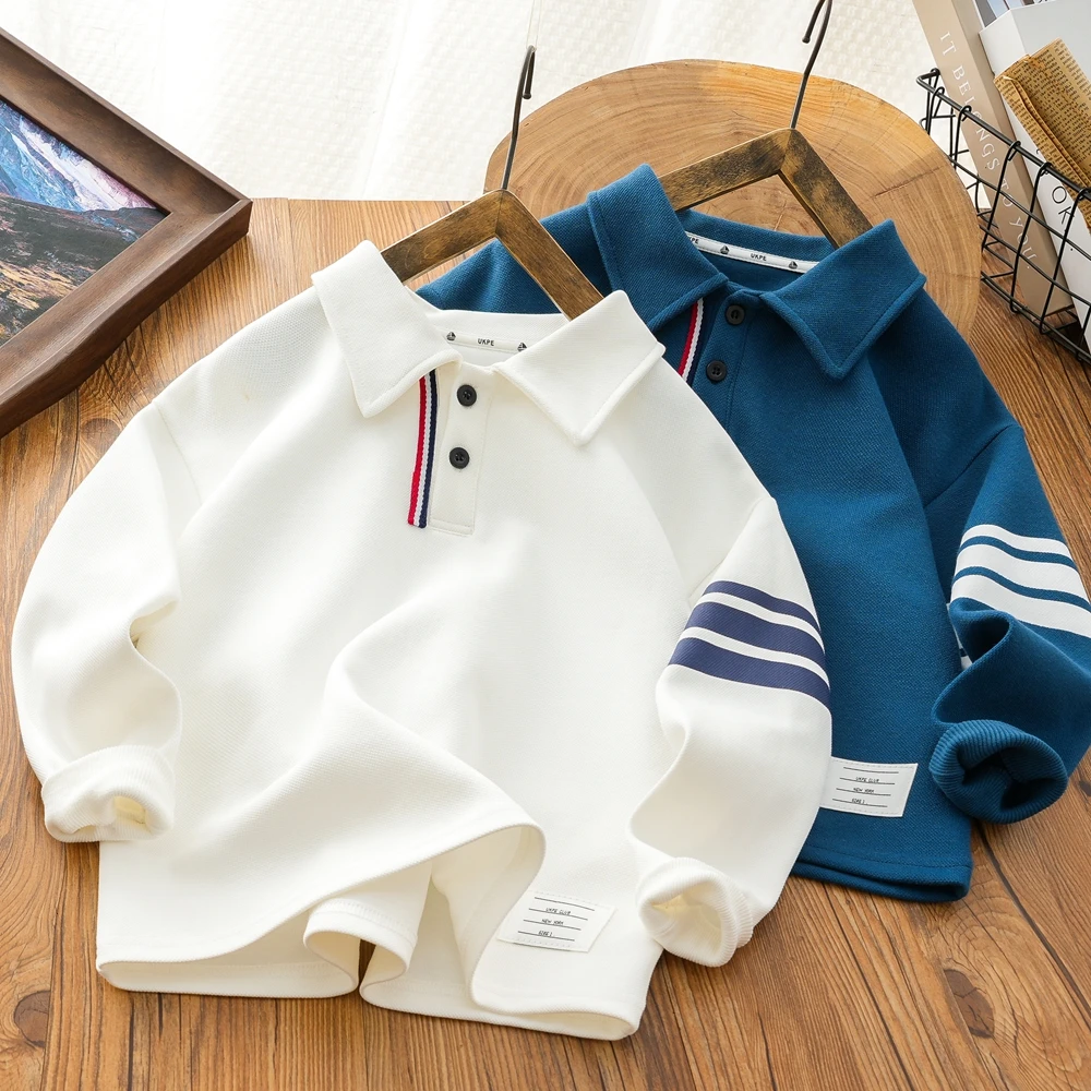 男童翻领POLO衫春秋新款2024童装儿童半开领打底衫童装长袖T恤