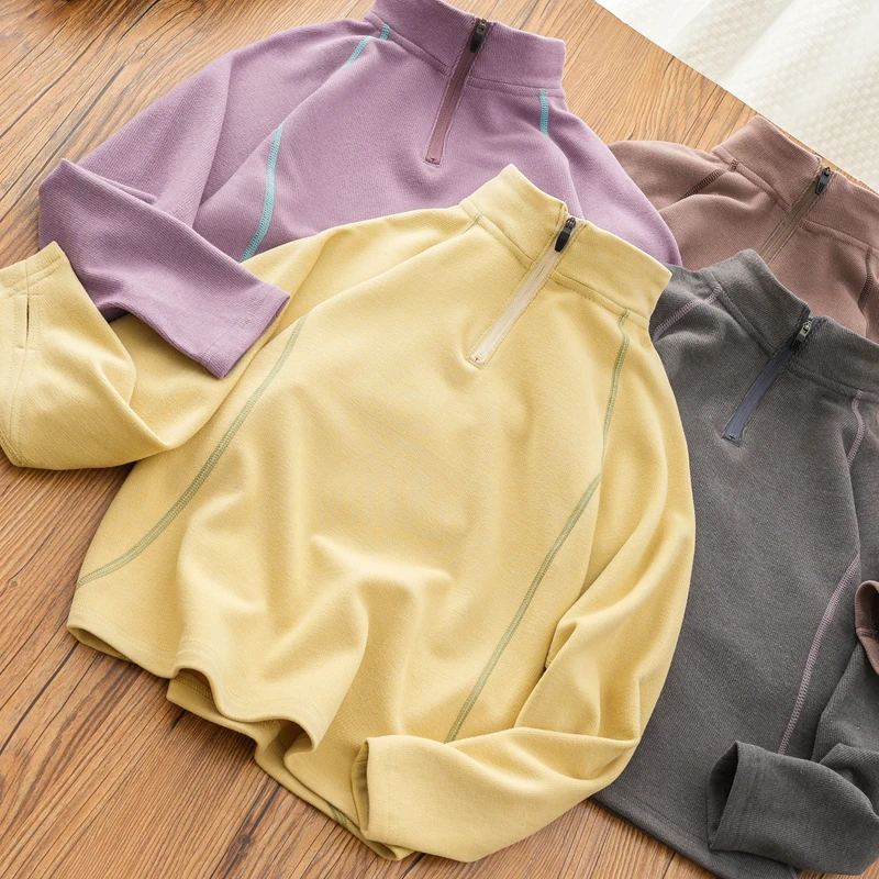 儿童长袖T恤男童户外运动上衣春秋新款2024中大童半拉链打底衫