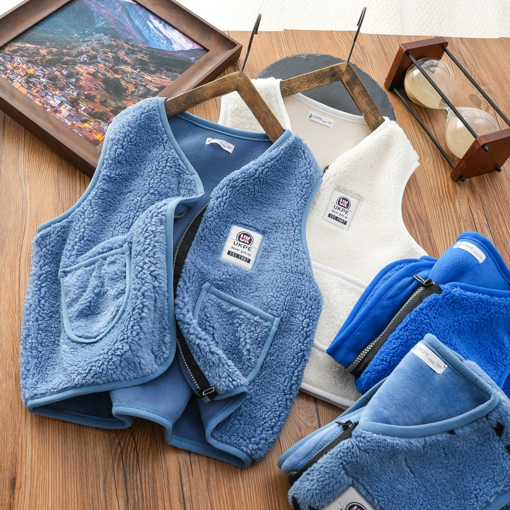 儿童秋冬新款保暖马甲中大童外穿洋气加绒背心男童休闲拉链无袖衣